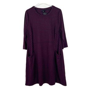 NWT Lane Bryant Striped Pocket Dress Wine Plus Size 14/16 14 16 NEW L1590